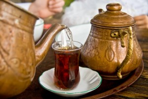 Drinking Traditional Turkish Tea