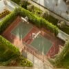 Le terrain multisport s’intègre au décor du jardin